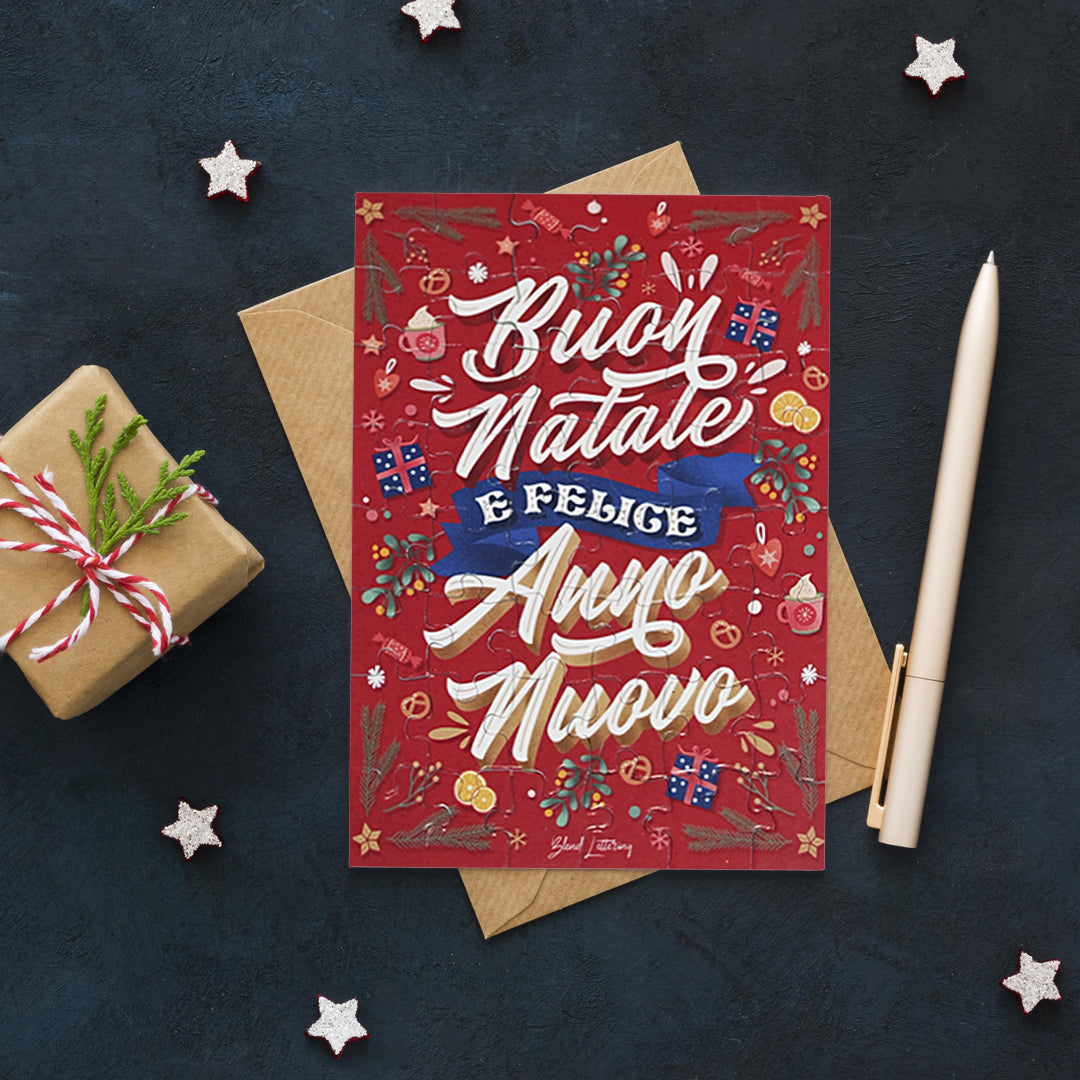 Piece & Love | Puzzle Card | Buon Natale e Felice Anno Nuovo by Blend Lettering